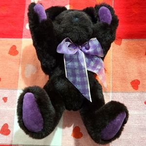 VINTAGE THE BOYDS COLLECTION TEDDY BEAR WITH PURPLE GINGHAM BOW COLLECTIBLE 10IN